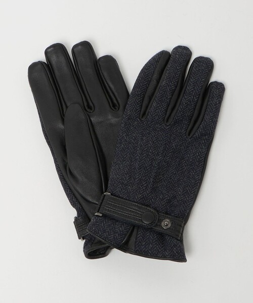 green label relaxing(グリーンレーベルリラクシング)の「MOON ムーン ヘリンボーン×レザー グローブ -タッチパネル対応-(手袋・メンズ・ネイビー/ダークブラウン/ブラック・FREE)」の6枚目の写真