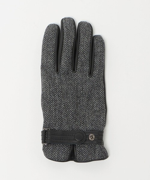 green label relaxing(グリーンレーベルリラクシング)の「MOON ムーン ヘリンボーン×レザー グローブ -タッチパネル対応-(手袋・メンズ・ネイビー/ダークブラウン/ブラック・FREE)」の7枚目の写真