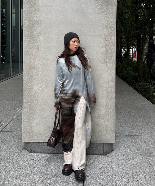 Ameri（アメリ）の「UND LANDSCAPE PRINT LONG TOP（Tシャツ/カットソー・レディース・パープル/グリーン/ブルー・FREE）」の8枚目の写真