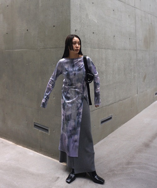 トップス UND LANDSCAPE PRINT LONG TOP UND LANDSCAPE PRINT LONG TOP（Tシャツ/カットソー）｜Ameri（アメリ