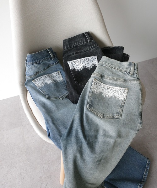mipiarl(ミピアール)の「レースポケットフレアデニムパンツ(デニムパンツ・レディース・ブルー/ブラック/ライトブルー・SMALL/MEDIUM/LARGE)」の10枚目の写真