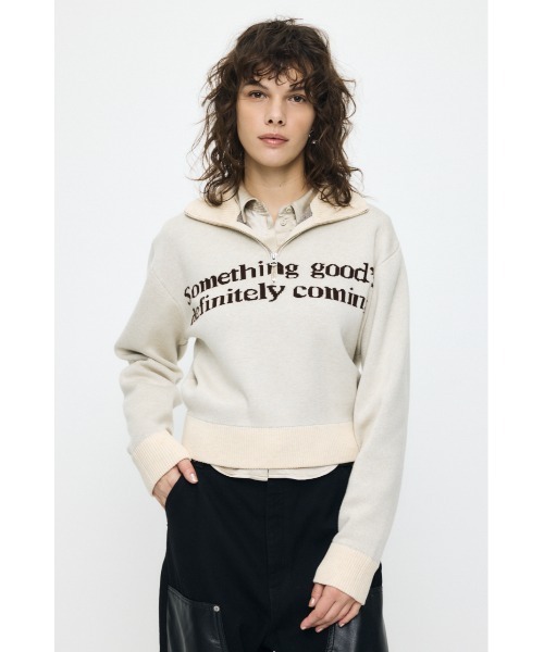 MOUSSY(マウジー)の「LETTERED HALF ZIP セーター(ニット/セーター・レディース・杢グレー/オフホワイト/レッド/ネイビー・FREE)」の21枚目の写真