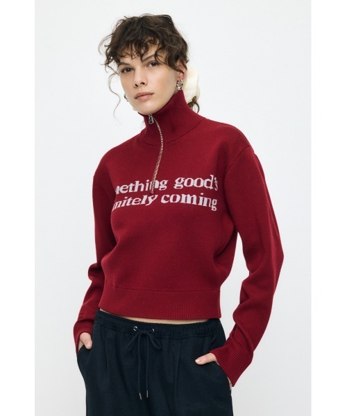 MOUSSY(マウジー)の「LETTERED HALF ZIP セーター(ニット/セーター・レディース・杢グレー/オフホワイト/レッド/ネイビー・FREE)」の10枚目の写真