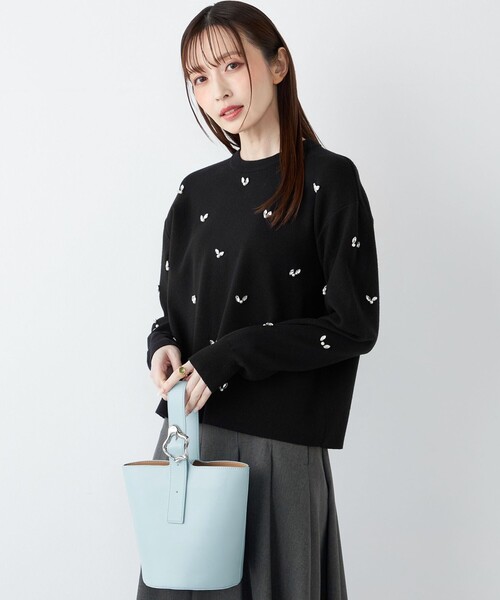 SHIPS Colors(シップス カラーズ)の「SHIPS Colors:〈手洗い可能〉ビジュー クルーネック プルオーバー◇(ニット/セーター・レディース・ダークグレー/ブラック・ONE SIZE)」の11枚目の写真