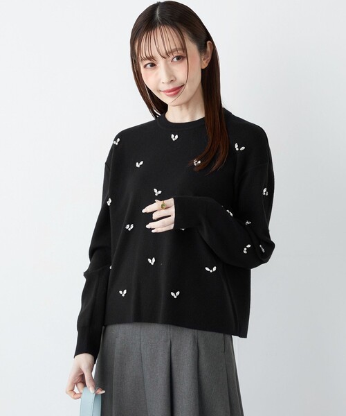 SHIPS Colors(シップス カラーズ)の「SHIPS Colors:〈手洗い可能〉ビジュー クルーネック プルオーバー◇(ニット/セーター・レディース・ダークグレー/ブラック・ONE SIZE)」の10枚目の写真