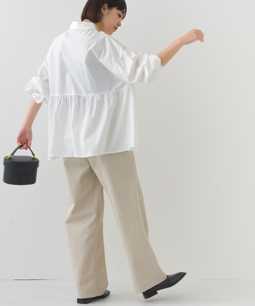 OMNES（オムネス）の「ハイウエストツータックチノパンツ（チノパンツ・レディース・ブラウン/オリーブ/ブラック/アイボリー・FREE）」の7枚目の写真