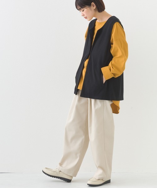 OMNES（オムネス）の「ハイウエストツータックチノパンツ（チノパンツ・レディース・ブラウン/オリーブ/ブラック/アイボリー・FREE）」の9枚目の写真