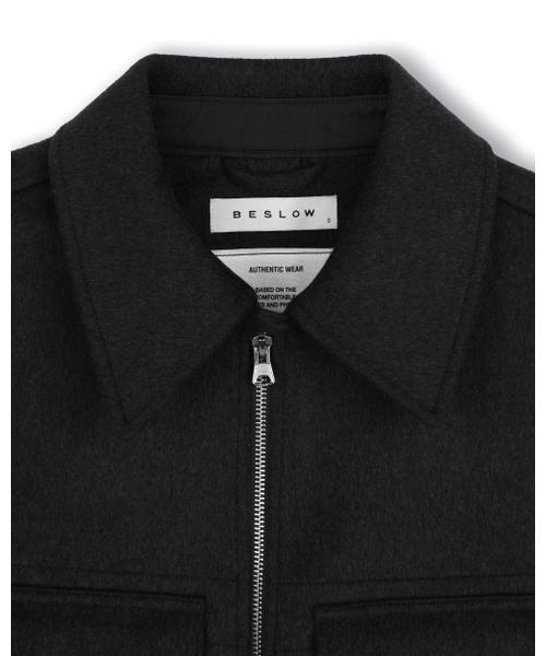 BESLOW(ビースロー)の「CASHMERE MILITARY ZIP-UP JACKET BLACK(その他アウター・メンズ・その他・LARGE/MEDIUM/SMALL/X-LARGE)」の2枚目の写真