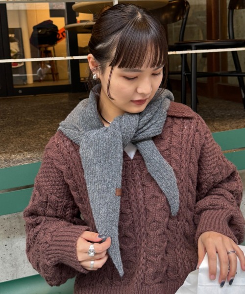 CIAOPANIC TYPY（チャオパニックティピー）の「フード付きスカーフマフラー（マフラー・レディース・バーガンディー/アイボリー/グレー・ONE SIZE）」の3枚目の写真