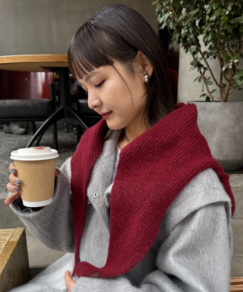 CIAOPANIC TYPY（チャオパニックティピー）の「フード付きスカーフマフラー（マフラー・レディース・バーガンディー/アイボリー/グレー・ONE SIZE）」の7枚目の写真