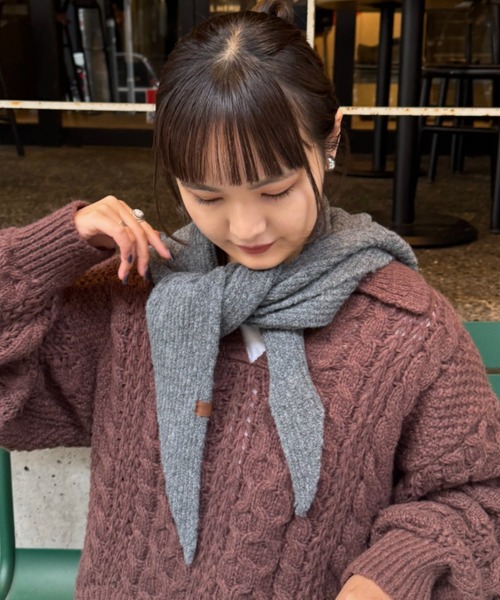 CIAOPANIC TYPY（チャオパニックティピー）の「フード付きスカーフマフラー（マフラー・レディース・バーガンディー/アイボリー/グレー・ONE SIZE）」の5枚目の写真