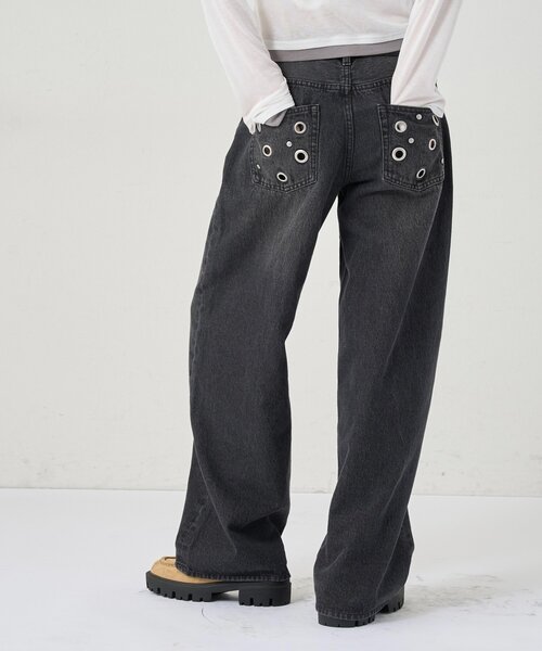 アイレットローライズデニム　WHO’S WHO gallery EYELET LOW RISE DENIM /アイレットローライズデニム（デニムパンツ
