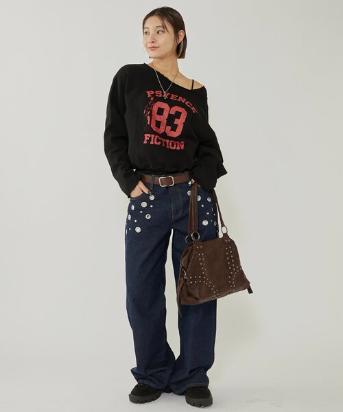 WHO'S WHO gallery(フーズフーギャラリー)の「EYELET LOW RISE DENIM /アイレットローライズデニム(デニムパンツ・レディース・ブラック/サックスブルー/ネイビー・MEDIUM/SMALL)」の9枚目の写真