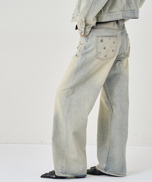 WHO'S WHO gallery(フーズフーギャラリー)の「EYELET LOW RISE DENIM /アイレットローライズデニム(デニムパンツ・レディース・ブラック/サックスブルー/ネイビー・MEDIUM/SMALL)」の12枚目の写真