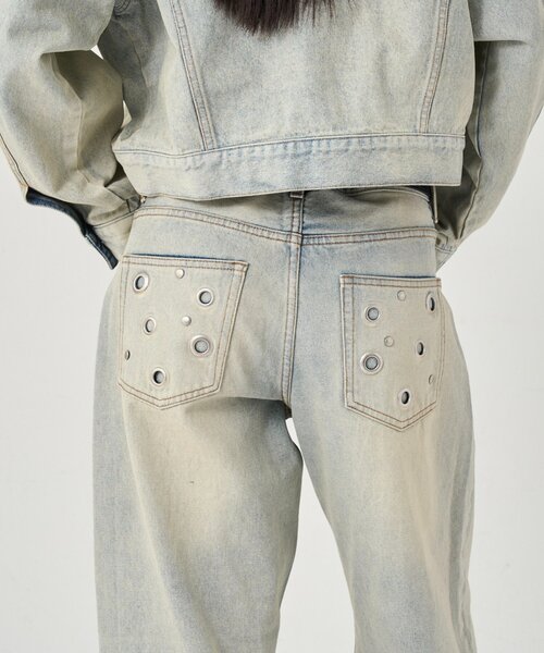 WHO'S WHO gallery(フーズフーギャラリー)の「EYELET LOW RISE DENIM /アイレットローライズデニム(デニムパンツ・レディース・ブラック/サックスブルー/ネイビー・MEDIUM/SMALL)」の14枚目の写真