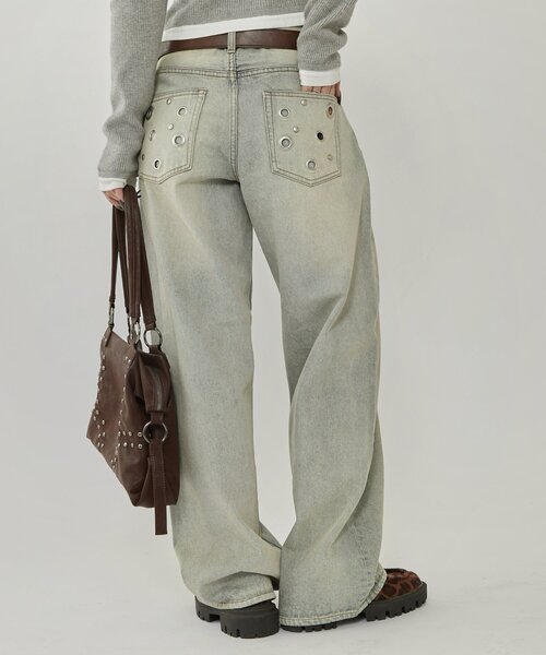 WHO'S WHO gallery(フーズフーギャラリー)の「EYELET LOW RISE DENIM /アイレットローライズデニム(デニムパンツ・レディース・ブラック/サックスブルー/ネイビー・MEDIUM/SMALL)」の20枚目の写真