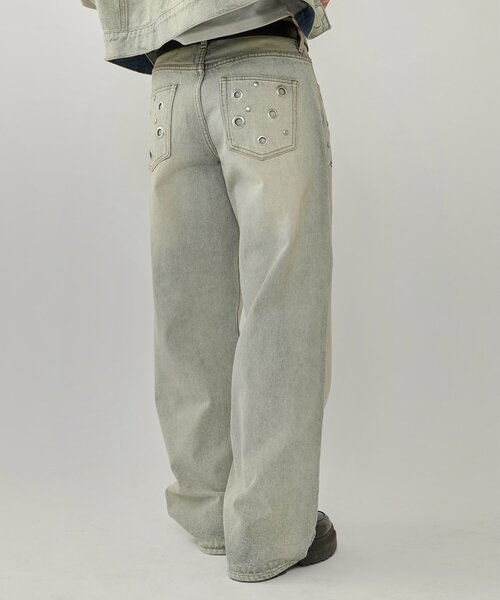 WHO'S WHO gallery（フーズフーギャラリー）の「EYELET LOW RISE DENIM /アイレットローライズデニム（デニムパンツ・レディース・ブラック/サックスブルー/ネイビー・MEDIUM/SMALL）」の9枚目の写真