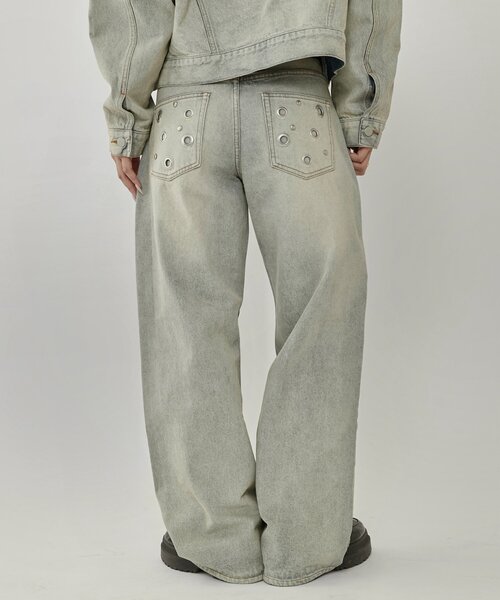 WHO'S WHO gallery（フーズフーギャラリー）の「EYELET LOW RISE DENIM /アイレットローライズデニム（デニムパンツ・レディース・ブラック/サックスブルー/ネイビー・MEDIUM/SMALL）」の10枚目の写真