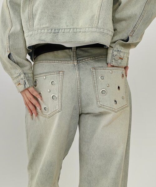 WHO'S WHO gallery（フーズフーギャラリー）の「EYELET LOW RISE DENIM /アイレットローライズデニム（デニムパンツ・レディース・ブラック/サックスブルー/ネイビー・MEDIUM/SMALL）」の11枚目の写真