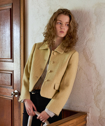 STEP AROUND（ステップアラウンド）の「Boucle collar crop jacket_BUTTER（テーラードジャケット）」