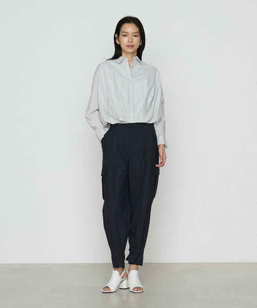 COMME CA(コムサ)の「〔 TALLサイズ 〕 コットンポプリンストライプ シャツ(シャツ/ブラウス・レディース・サックスブルー/トップグレー・15号)」の4枚目の写真