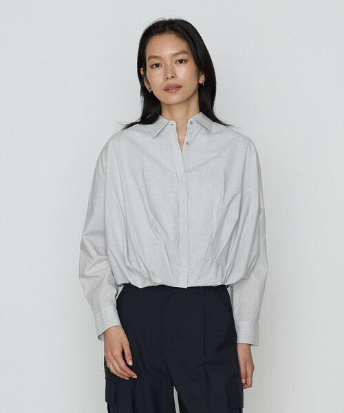 COMME CA(コムサ)の「〔 TALLサイズ 〕 コットンポプリンストライプ シャツ(シャツ/ブラウス・レディース・サックスブルー/トップグレー・15号)」の5枚目の写真
