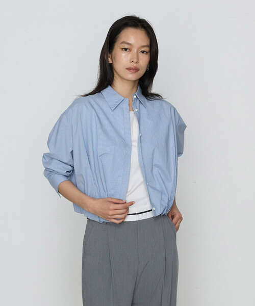 COMME CA(コムサ)の「〔 TALLサイズ 〕 コットンポプリンストライプ シャツ(シャツ/ブラウス・レディース・サックスブルー/トップグレー・15号)」の12枚目の写真