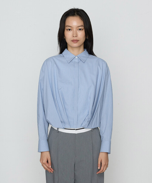 COMME CA(コムサ)の「〔 TALLサイズ 〕 コットンポプリンストライプ シャツ(シャツ/ブラウス・レディース・サックスブルー/トップグレー・15号)」の13枚目の写真