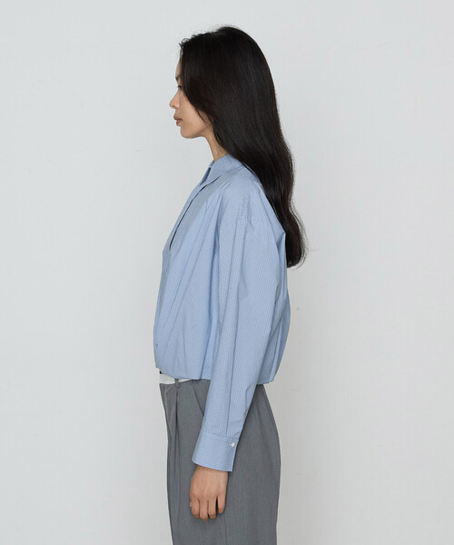 COMME CA(コムサ)の「〔 TALLサイズ 〕 コットンポプリンストライプ シャツ(シャツ/ブラウス・レディース・サックスブルー/トップグレー・15号)」の14枚目の写真