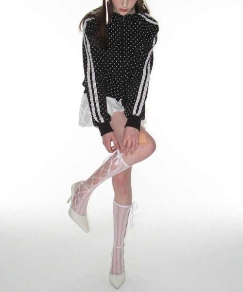 CRANK ローズドットトラックジャケット ブラック CRANK】ROSE DOT TRACK JACKET / 【クランク】ローズドットダブル