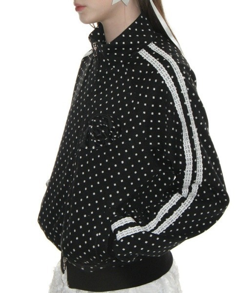 CRANK ローズドットトラックジャケット ブラック CRANK】ROSE DOT TRACK JACKET / 【クランク】ローズドットダブル