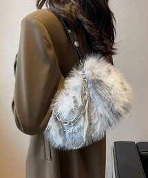 A'GEM/9 × .kom 『.KOM/ドットケーオーエム』 Faux Fur Chain Shoulder Bag/ファー チェーン ショルダーバッグ