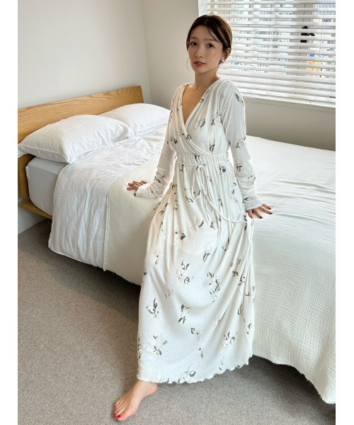 セール】プリントカシュクールワンピース（ルームウェア/パジャマ