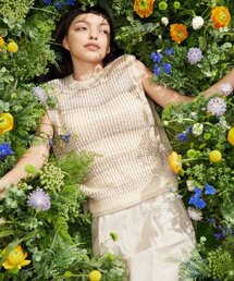 GRADATION NET KNIT VEST [BEIGE]