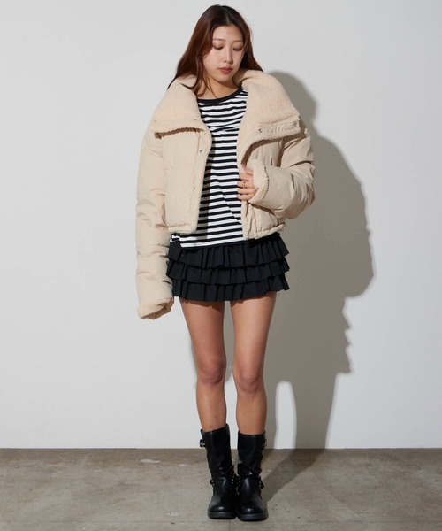 AO2（アオズ）の「Short-length faux fur down jacket / ショート丈 裏ボア×中綿ジャケット（ダウンジャケット/コート・レディース・ブラック/ベージュ/アイボリー・FREE）」の20枚目の写真
