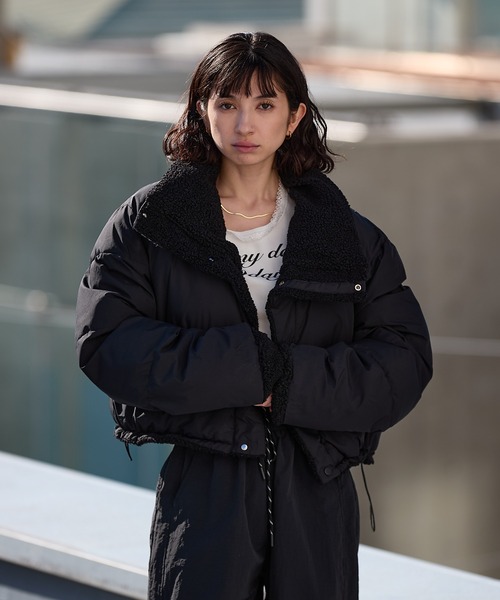 セール】Short-length faux fur down jacket / ショート丈 裏ボア×中綿