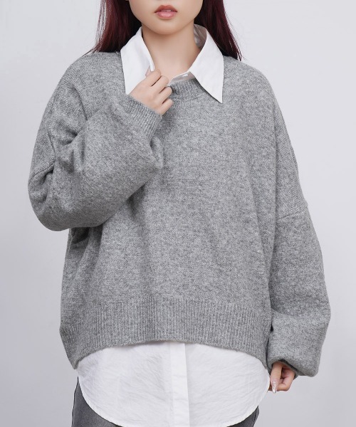 Miniministore(ミニミニストア)の「ゆったりコクーンニットミックスカラー秋冬(ニット/セーター・レディース・アイボリー/ブラック/グレー/グレイッシュベージュ/ダークグレー・FREE)」の3枚目の写真