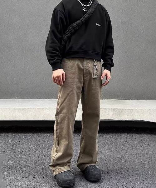 SBG(エスビー)の「SBG ワイドストレートデニム(デニムパンツ・メンズ・ブラウン/ブラック・SMALL/MEDIUM/LARGE)」の13枚目の写真