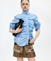 ADSB ANDERSSON BELL（アンダースンベル）の「STRIPE SHIRRING SHIRT atb1398w(BLUE)（シャツ/ブラウス）」