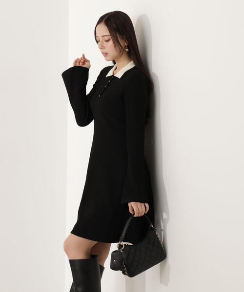 EDIT COLOGNE（エディットコロン）の「＜Ｅ＞ポロミニニットワンピース / 1216147002（ワンピース・レディース・ホワイト系その他/ブラック・MEDIUM/SMALL）」の10枚目の写真