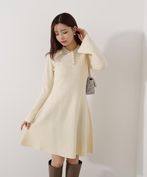 EDIT COLOGNE（エディットコロン）の「＜Ｅ＞ポロミニニットワンピース / 1216147002（ワンピース・レディース・ホワイト系その他/ブラック・MEDIUM/SMALL）」の16枚目の写真