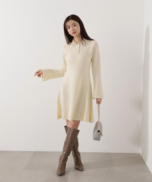 EDIT COLOGNE（エディットコロン）の「＜Ｅ＞ポロミニニットワンピース / 1216147002（ワンピース・レディース・ホワイト系その他/ブラック・MEDIUM/SMALL）」の18枚目の写真