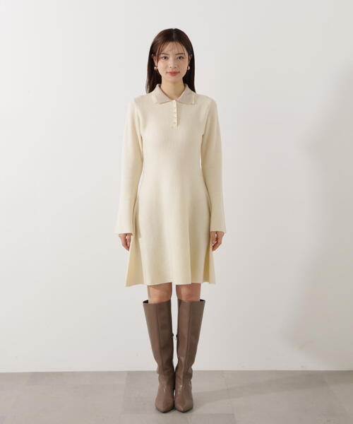 EDIT COLOGNE（エディットコロン）の「＜Ｅ＞ポロミニニットワンピース / 1216147002（ワンピース・レディース・ホワイト系その他/ブラック・MEDIUM/SMALL）」の21枚目の写真