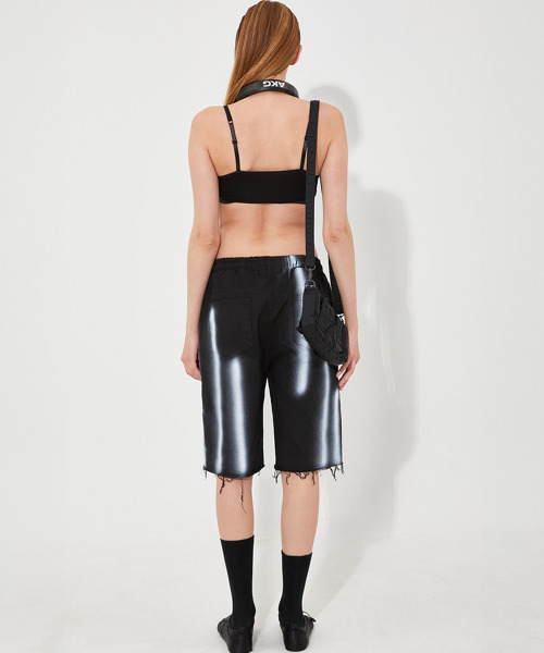 Hand-painted denim shorts in black