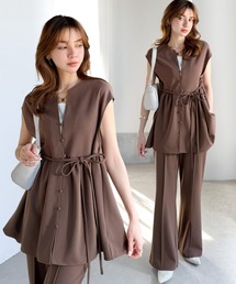 classicalelf（クラシカルエルフ）の「【2点セット】上下でつくる、洗練バランス。欲張りレディのカットジョーゼット万能2点セットアップ（セットアップ）」