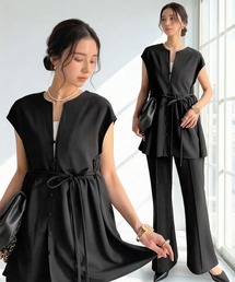 classicalelf（クラシカルエルフ）の「【2点セット】上下でつくる、洗練バランス。欲張りレディのカットジョーゼット万能2点セットアップ（セットアップ）」