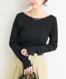 【WEB+一部店舗限定】ウォッシャブル / チュールリブボートネックロングスリーブ