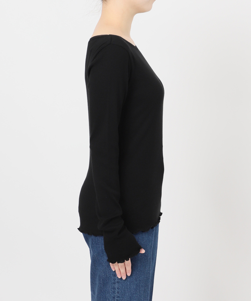 B.C STOCK(ベーセーストック)の「【WEB+一部店舗限定】ウォッシャブル / チュールリブボートネックロングスリーブ(Tシャツ/カットソー・レディース・チャコールグレー/ブラック/アイボリー・FREE)」の17枚目の写真