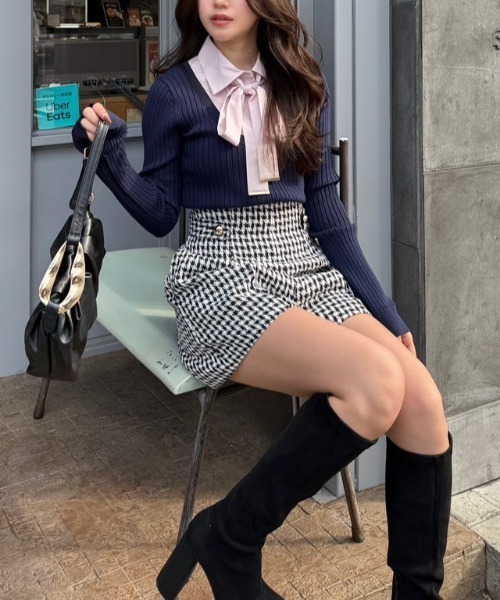 セール】シャツドッキングロングスリーブニットトップス 冬服 春服