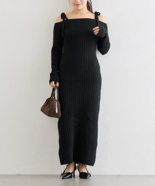 オフショルリボンニットワンピース（ワンピース）｜U by SPICK&SPAN